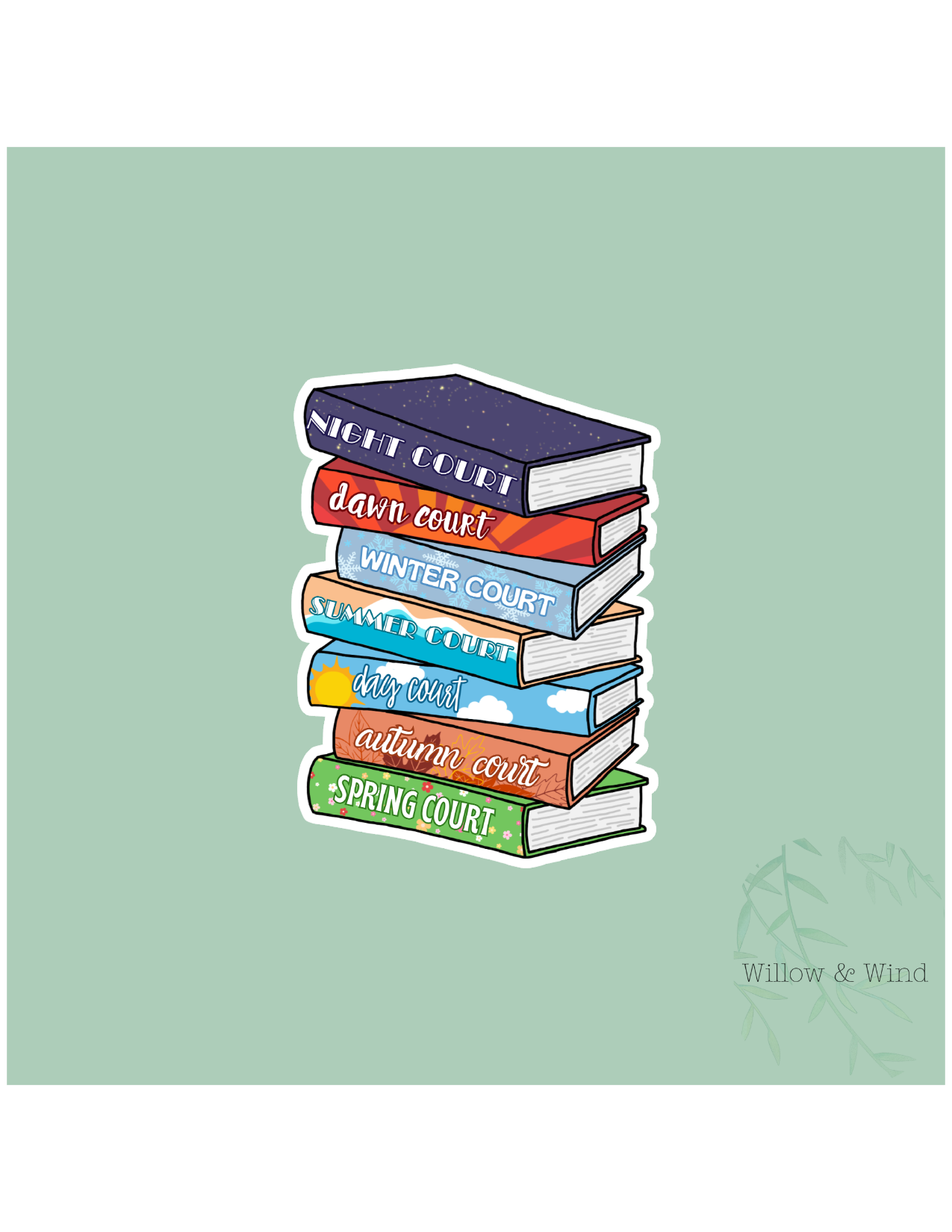 Tall Bookstack - A Court of Thorns and Roses Sticker