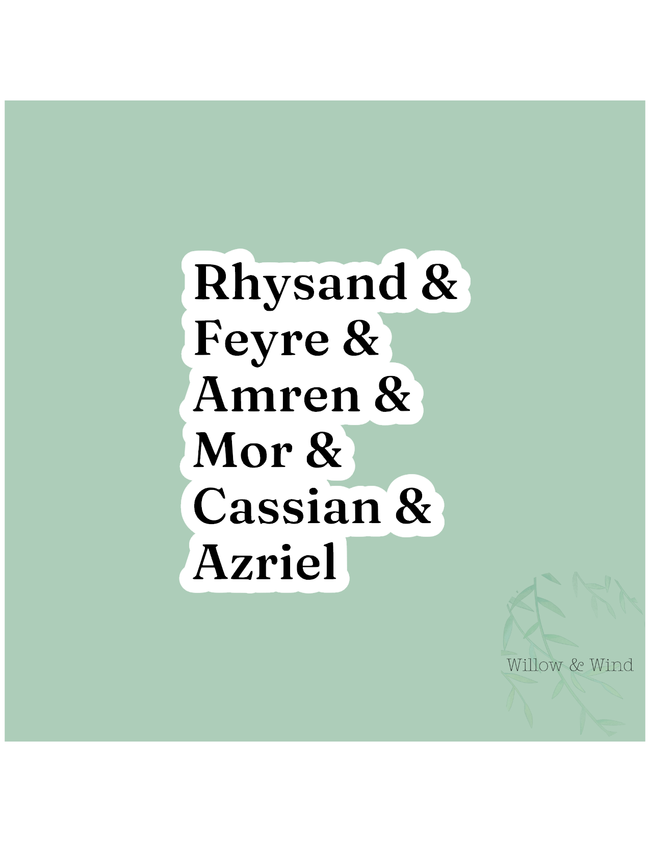 Character Names - A Court of Thorns and Roses Sticker