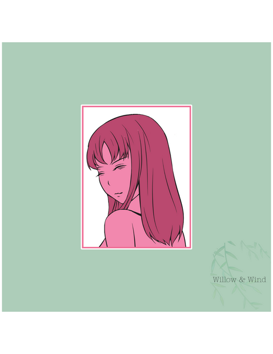 Pink Anime Girl Nerdy Sticker