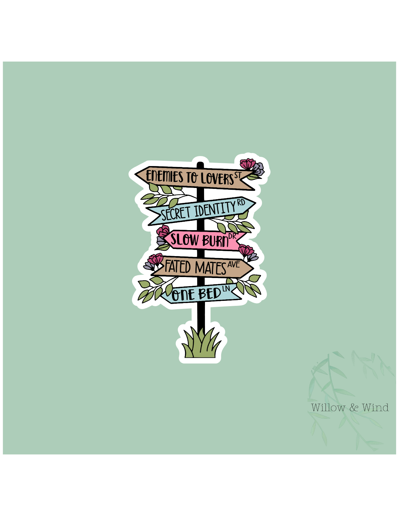 Book Tropes Street Sign - Bookish Sticker