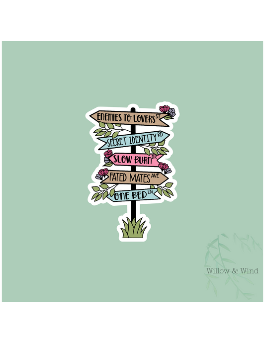 Book Tropes Street Sign - Bookish Sticker