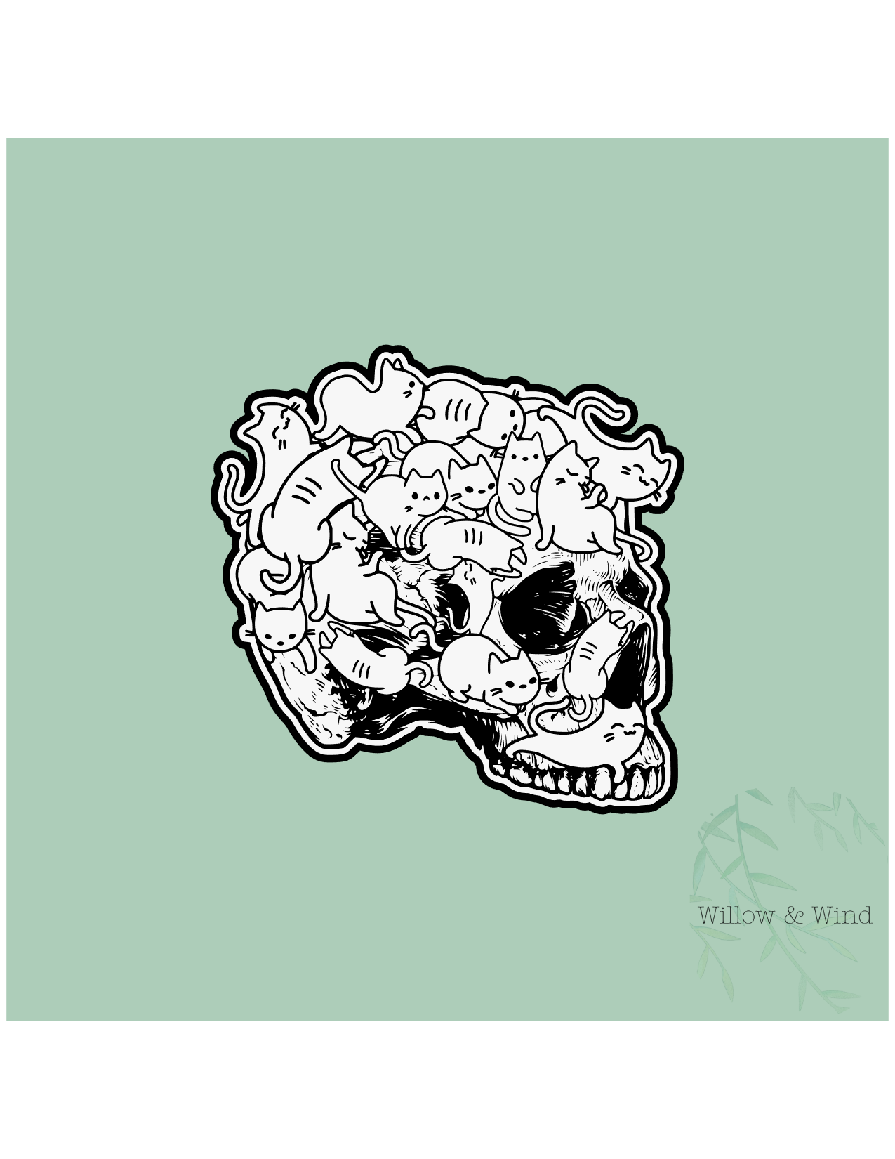 Cat Skull Gothic Sticker