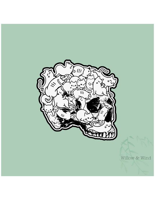 Cat Skull Gothic Sticker