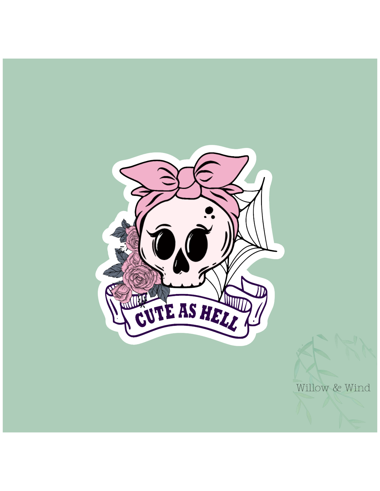 Cute As Hell Skull Gothic Sticker