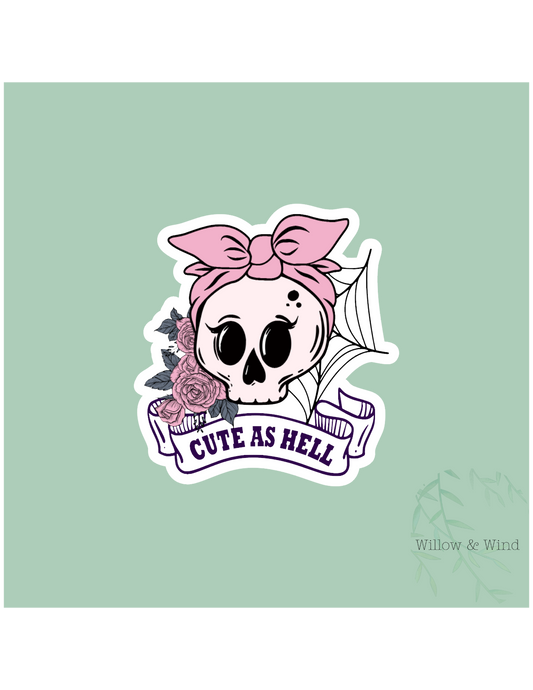 Cute As Hell Skull Gothic Sticker