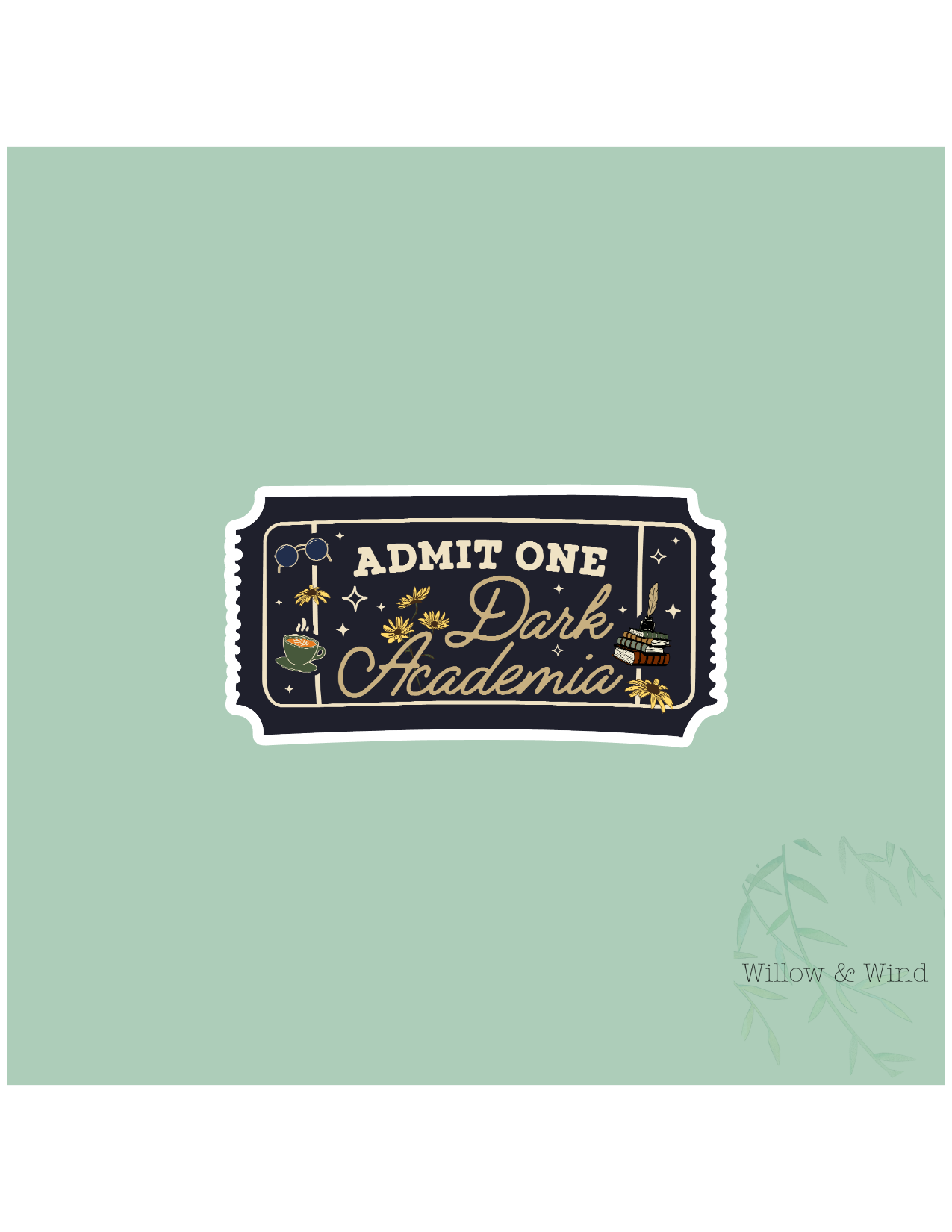 Dark Academia Ticket - Bookish Sticker