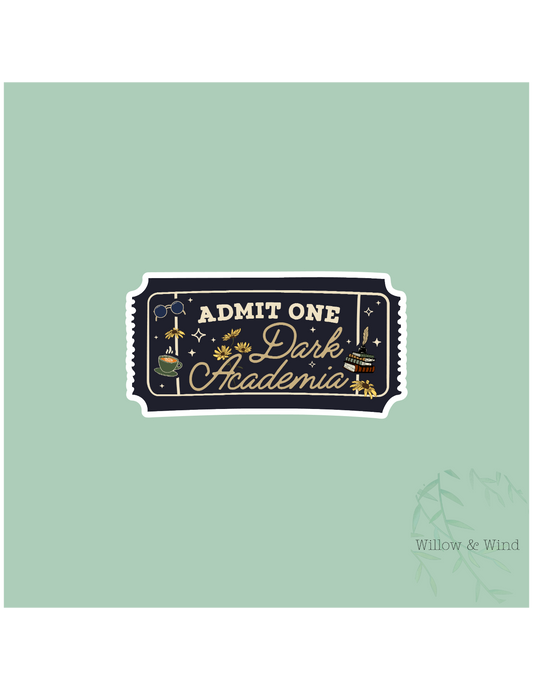 Dark Academia Ticket - Bookish Sticker