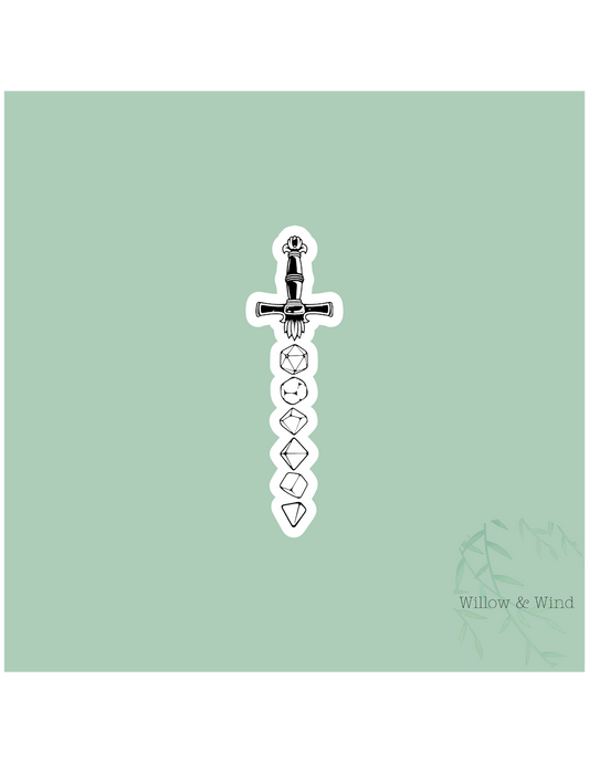 Dice Sword Nerdy Sticker