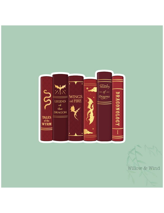 Dragon Bookstack - Fourth Wing Sticker