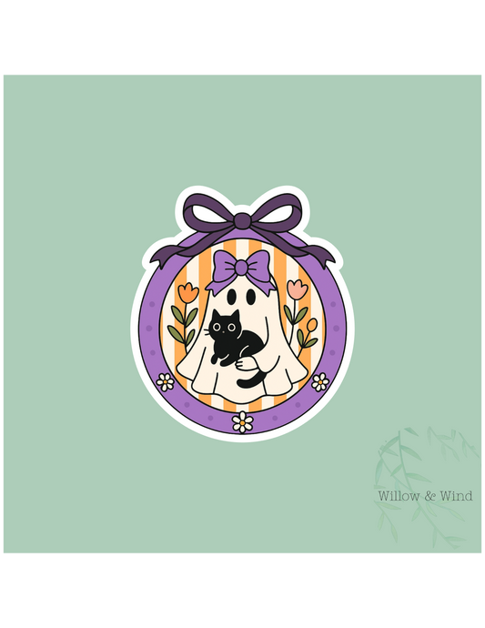 Ghost & Cat Gothic Sticker