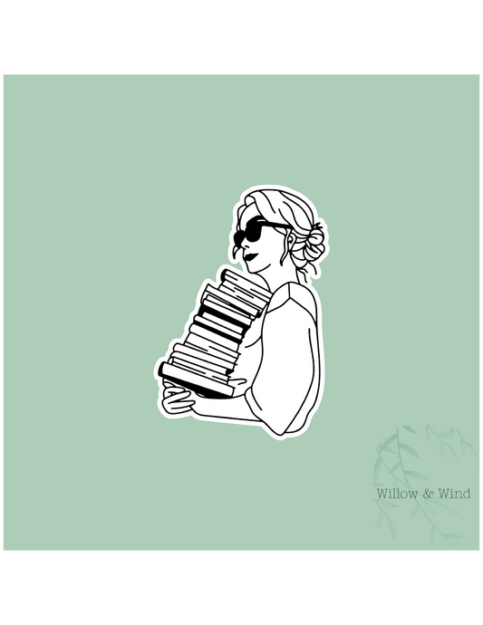Girl with Books - Bookish Sticker
