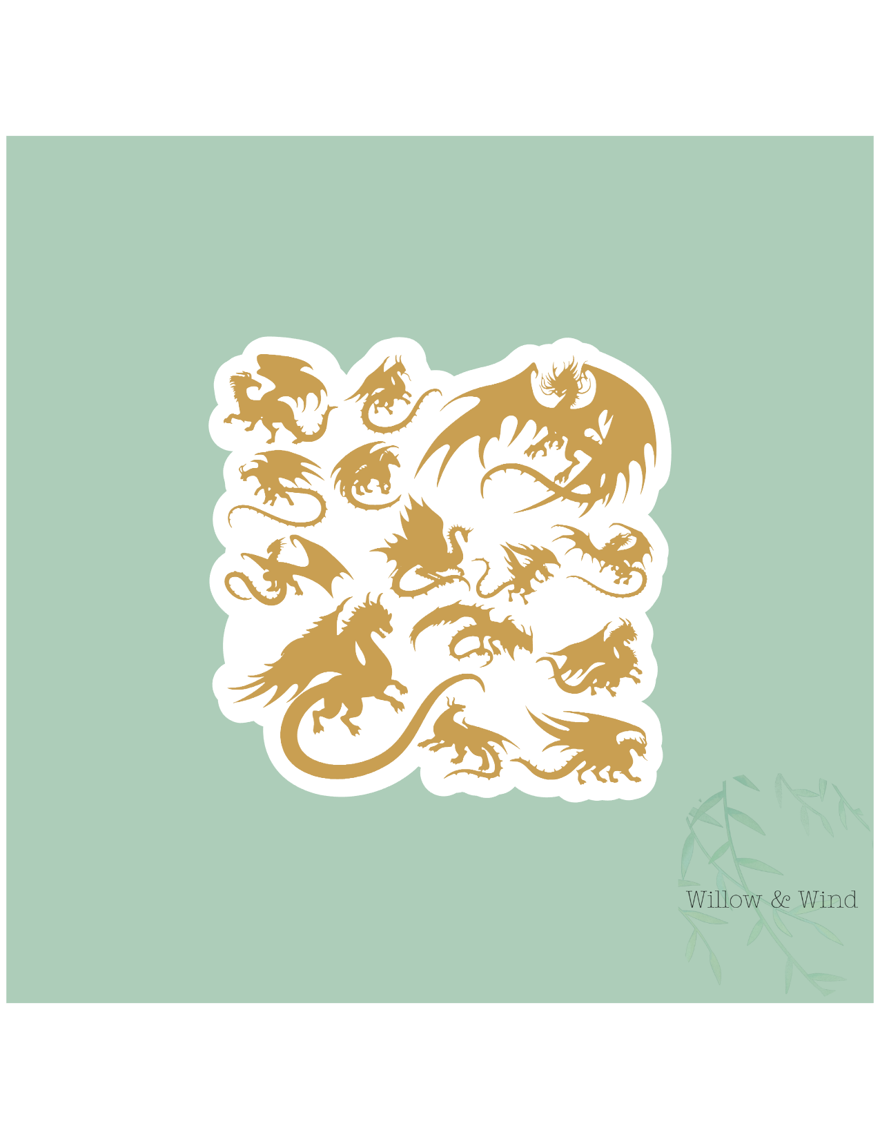Gold Dragon Collage - Fourth Wing Sticker