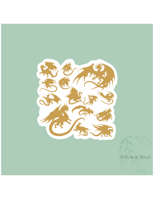 Gold Dragon Collage - Fourth Wing Sticker