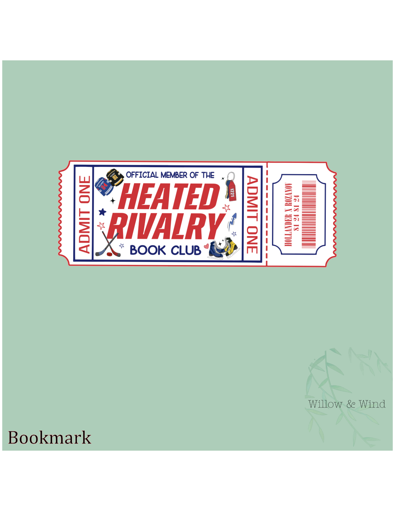 Heated Rivalry Ticket Bookmark