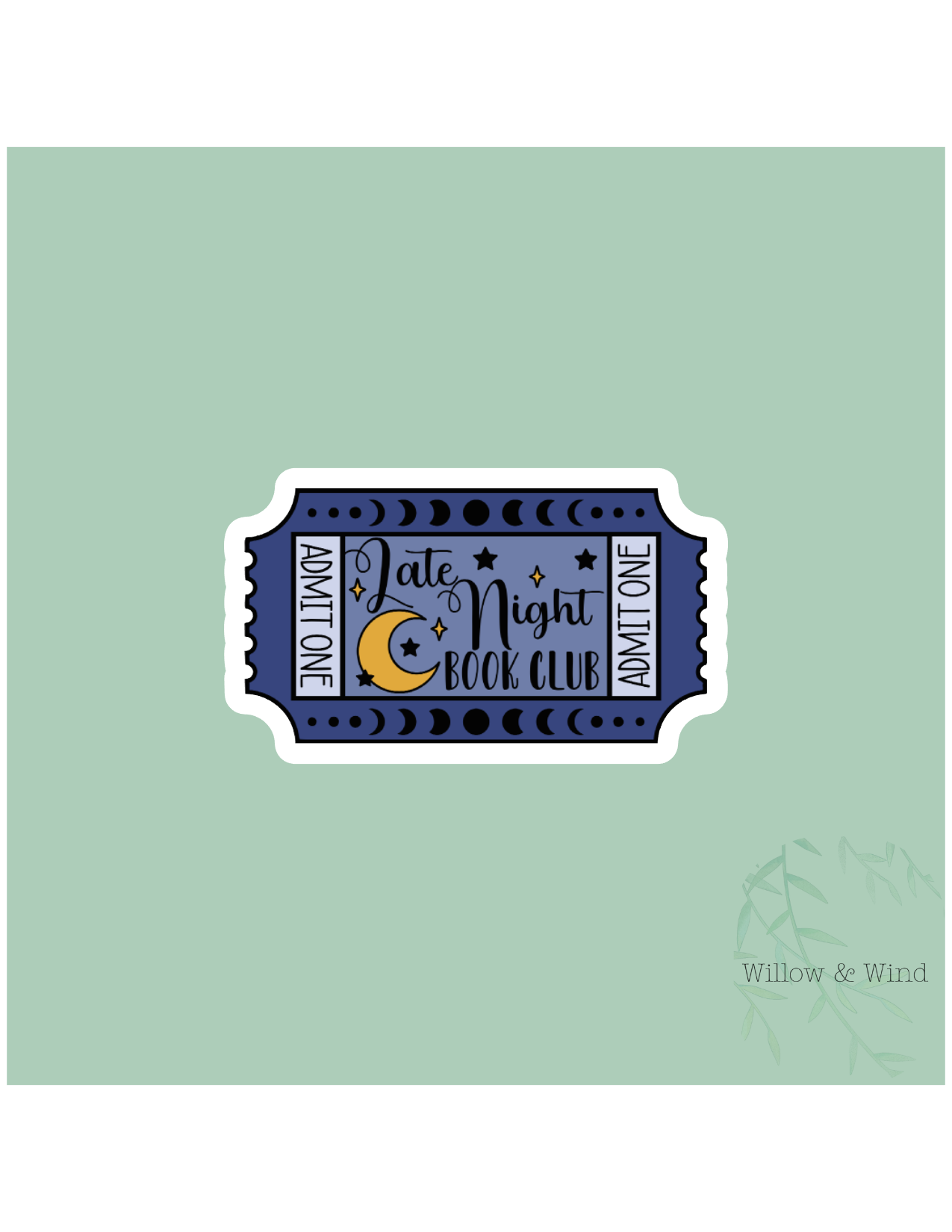Late Night Book Club Ticket - Bookish Sticker