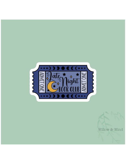 Late Night Book Club Ticket - Bookish Sticker