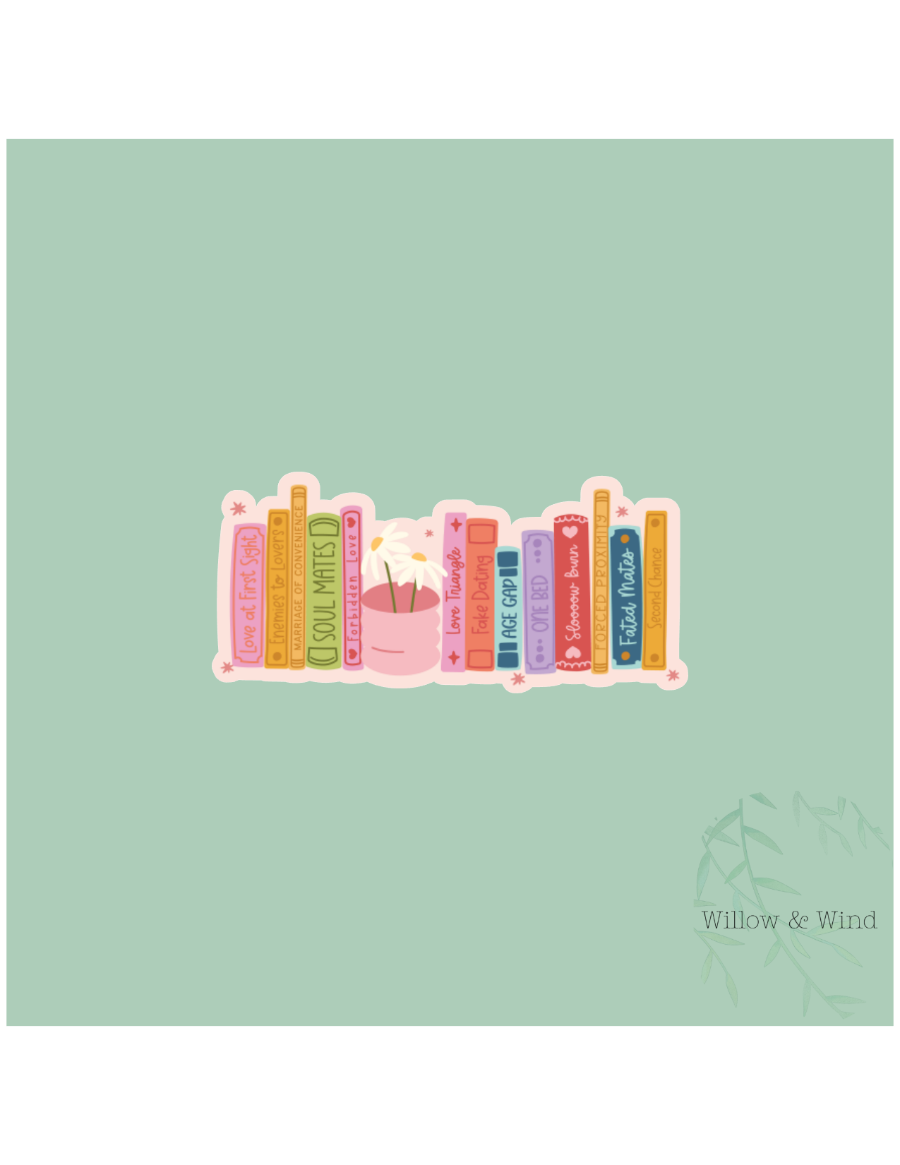 Pink Tropes Bookshelf - Bookish Sticker