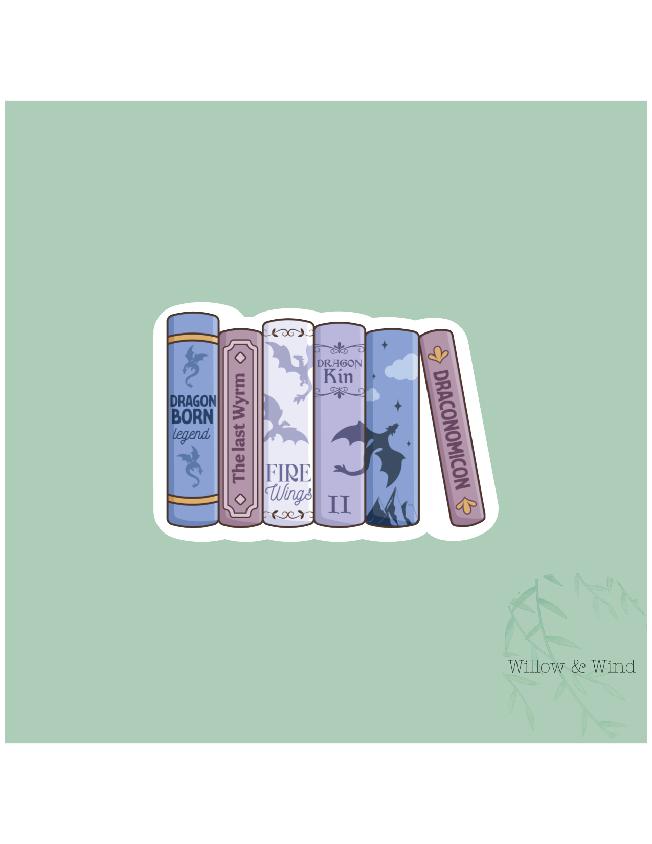 Purple Dragon Bookstack - Fourth Wing Sticker