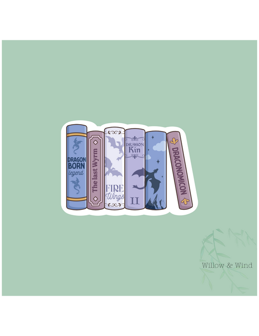 Purple Dragon Bookstack - Fourth Wing Sticker