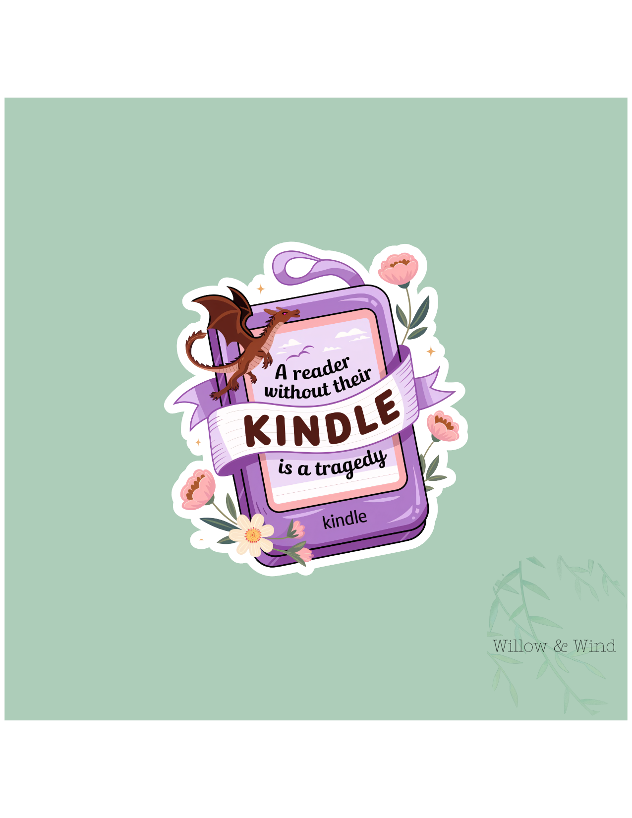 Reader without their Kindle - Fourth Wing Sticker