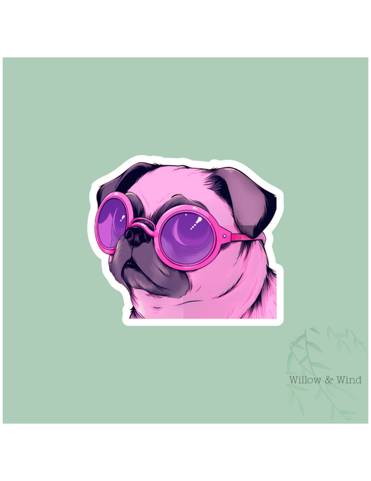 Retro Pug Sticker