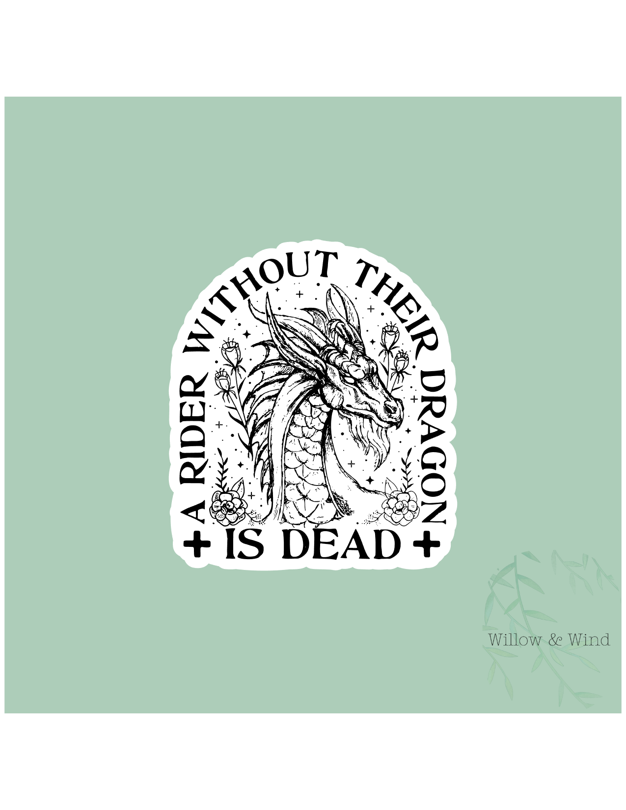 Rider Without Their Dragon - Fourth Wing Sticker