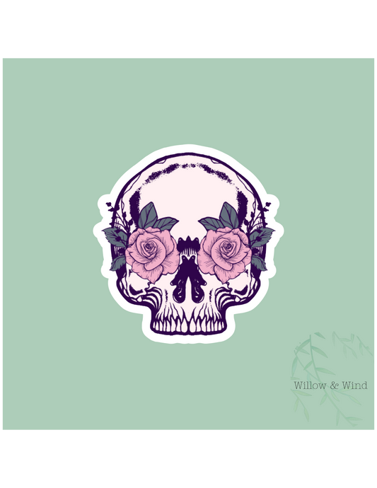 Rose Eyed Skull Gothic Sticker