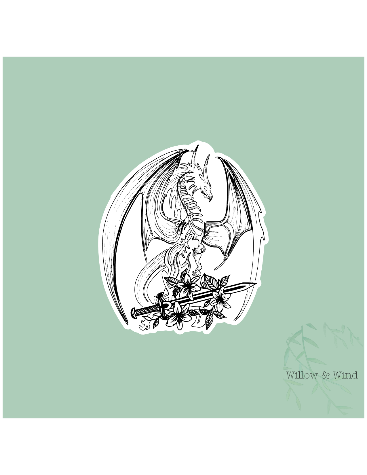 Dragon & Sword - Fourth Wing Sticker