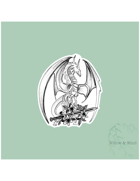 Dragon & Sword - Fourth Wing Sticker