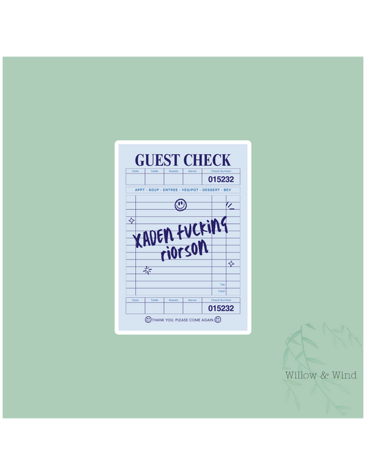 Xaden Guest Check - Fourth Wing Sticker